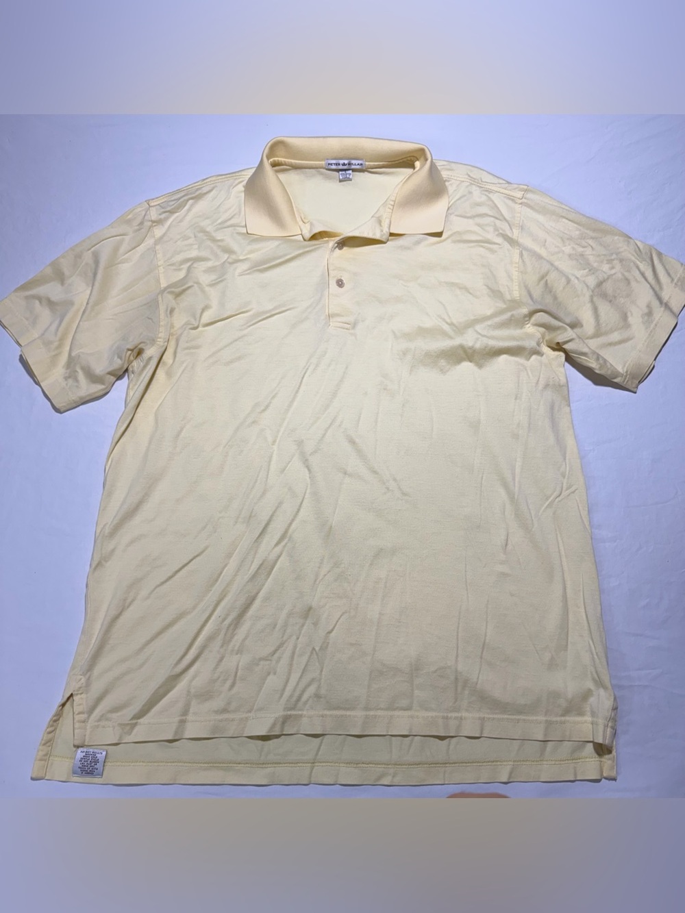 Vintage Peter Millar Men's Polo Shirt in Pale Yellow